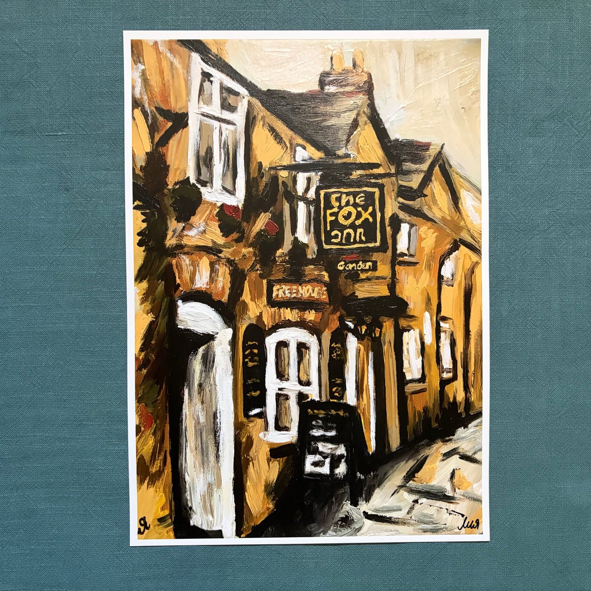 The Fox Inn Corfe Castle signed art print