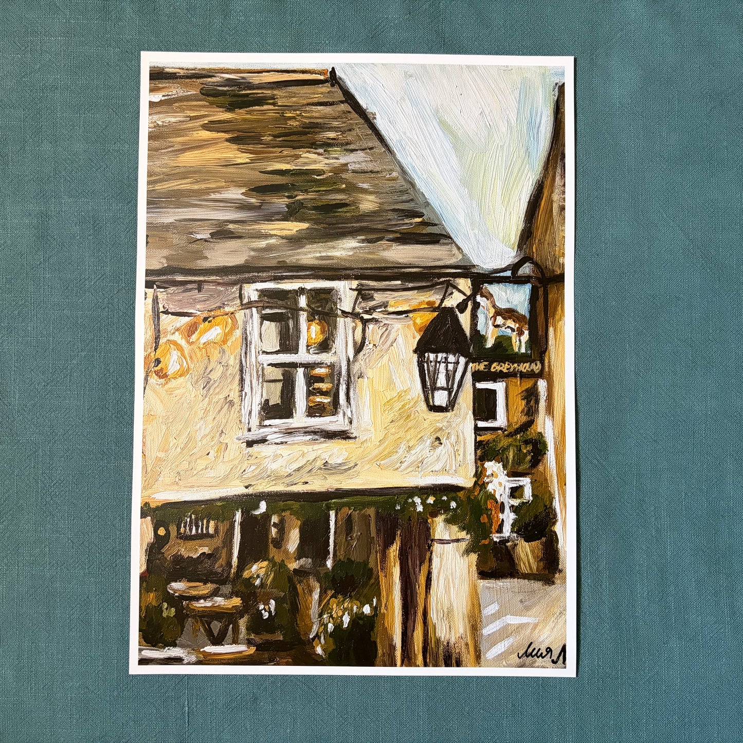 The Greyhound Inn Corfe Castle signed art print