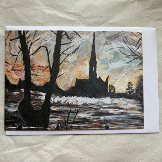 A View of Salisbury Cathedral I greeting card