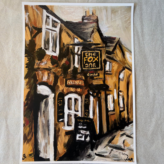 The Fox Inn Corfe Castle signed art print