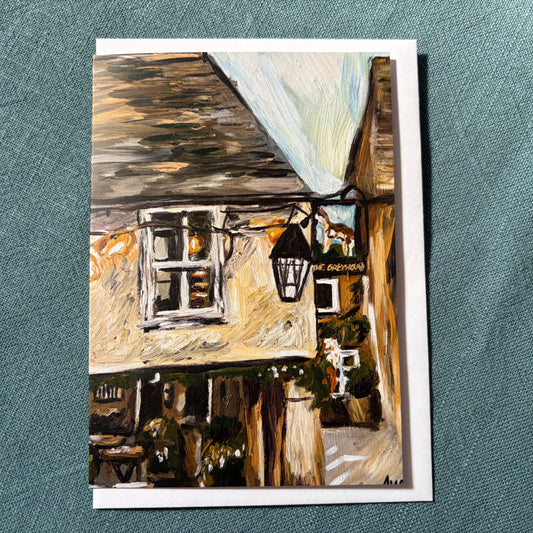 The Greyhound Inn Corfe Castle greeting card
