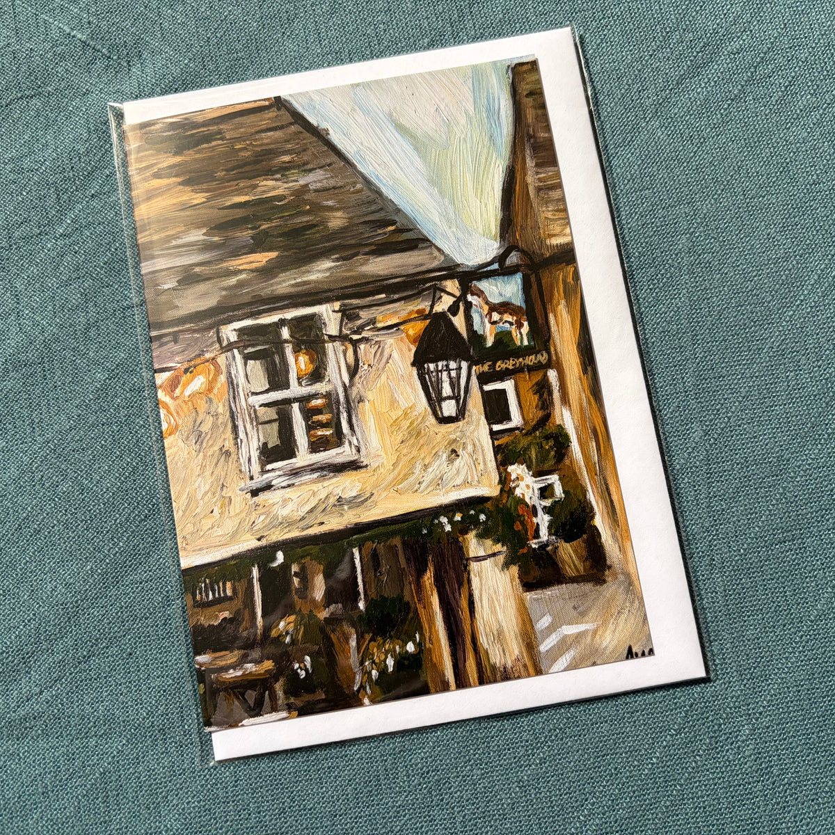 The Greyhound Inn Corfe Castle greeting card