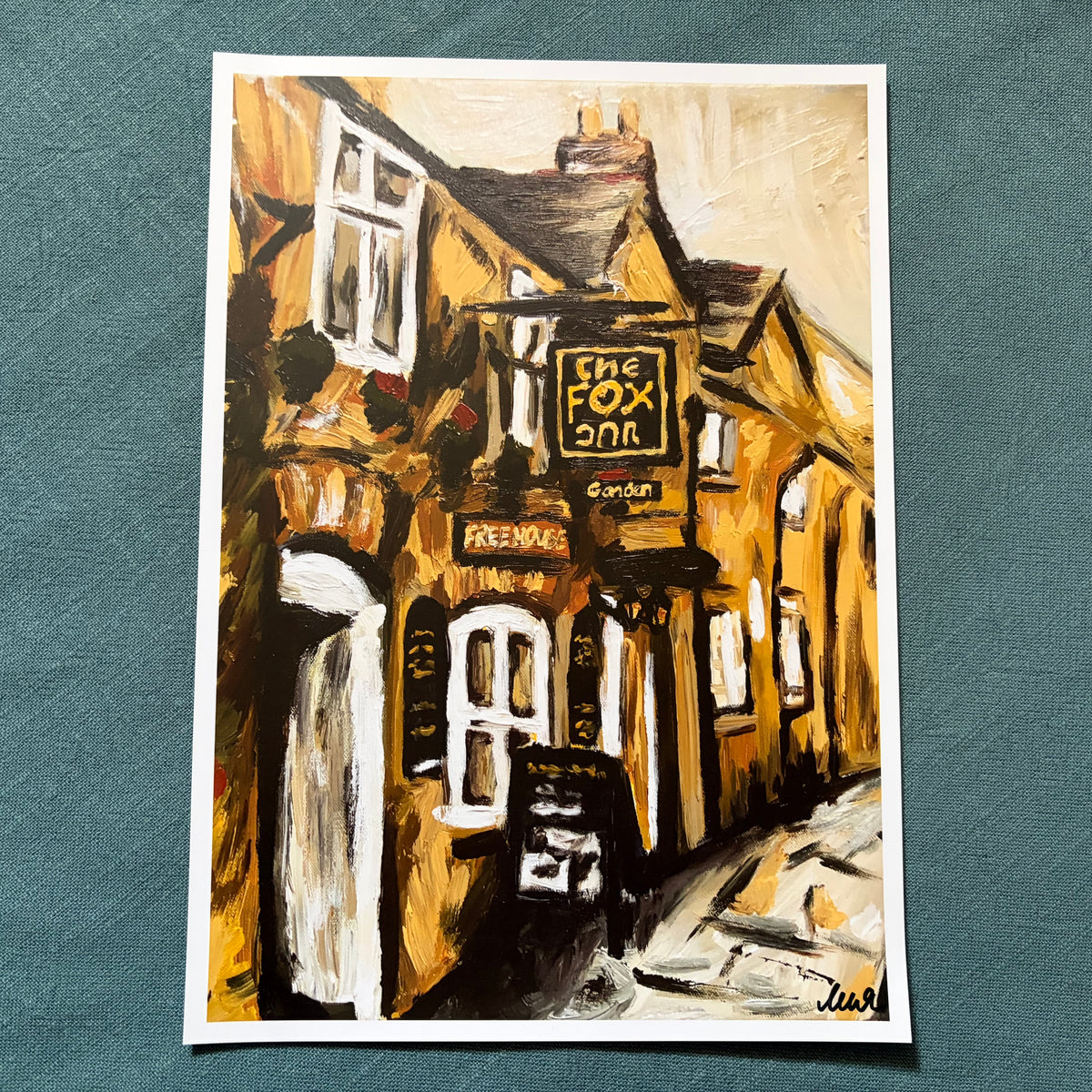 The Fox Inn Corfe Castle signed art print