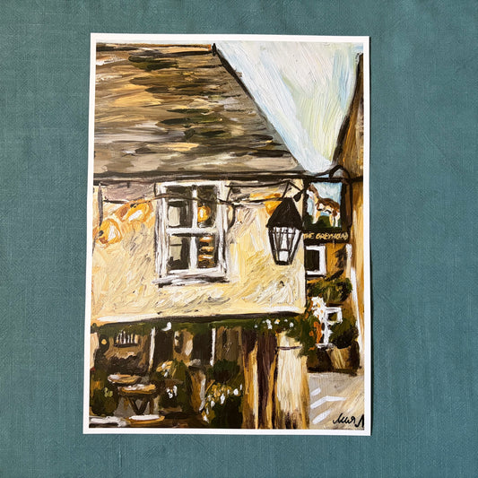 The Greyhound Inn Corfe Castle signed art print