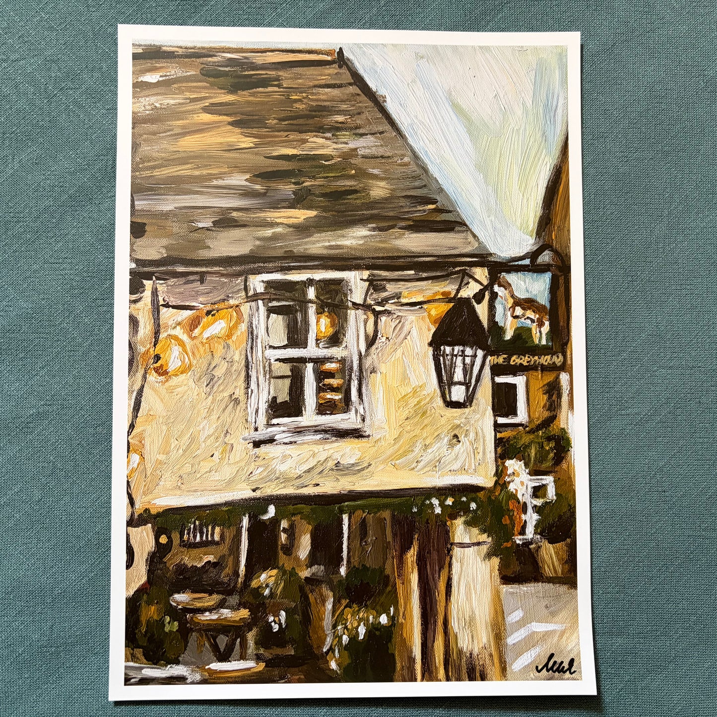 The Greyhound Inn Corfe Castle signed art print